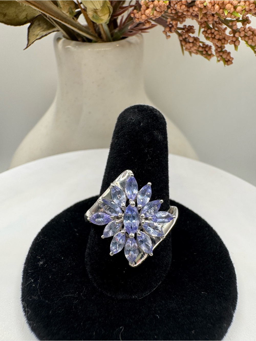 Stauer Sterling Silver Tanzanite Sunburst Ring (Size 8)